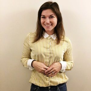 Van Heusen retro gold striped button down Medium